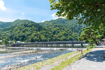 Fototapeta na wymiar Togetsukyo bridge in Arashiyama Kyoto 