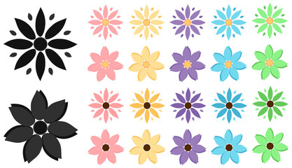 Set Flower icons, graphic design template, vector illustration