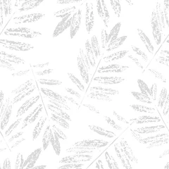 Photo sur Plexiglas Gris Modèle sans couture noir et gris avec aquarelle de feuilles de palmier, feuillage imprimé, textile de texture, carte postale de vacances, emballage, papier peint