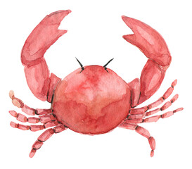 Watercolor red crab