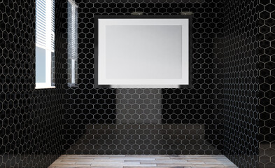 Bathroom interior bathtub. 3D rendering.. Mockup.   Empty paintings