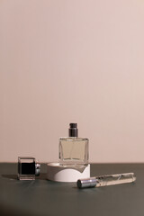 perfume bottle on the neutral modern background