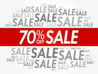 70% OFF Sale word cloud collage, business concept background