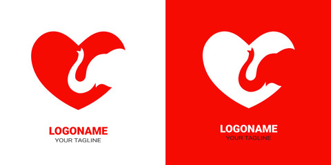 Vector logo heart with elephant