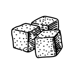 Hand draw of sugar cubes. Vector illustration
