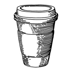 Hot coffee disposable to go cup. isolated on a white. Hand drawn vector illustrations