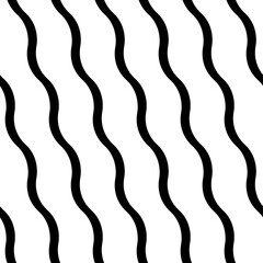 Wavy lines seamless pattern. Angled jagged stripes ornament. Linear waves motif. Diagonal curves print. Striped background. Tilted broken line shapes wallpaper. Slanted zigzag stripe figures. Vector