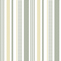 Stripe pattern bayadere vector with pixel texture in green, gold, white. Vertical stripes background graphic for dress, skirt, shorts, jacket, other modern spring summer fashion textile design.