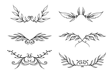 floral ornament element hand drawn line for design vector