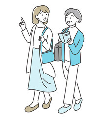 旅行をするシニア女性たちのベクターイラスト素材／夫婦／旅行