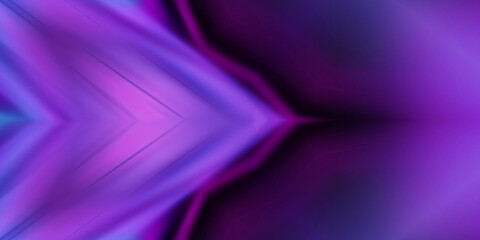 Empty dark abstract background with ultraviolet geometric lines. Neon glow.