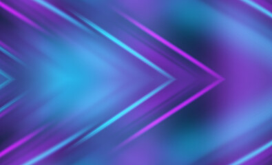 Empty dark abstract background with ultraviolet geometric lines. Neon glow.