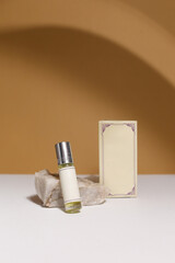 perfume bottle on the neutral modern background