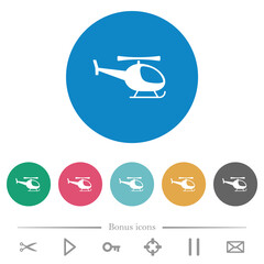 Helicopter silhouette flat round icons