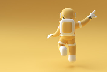 3d Render Spaceman Astronaut Hand Pointing Finger Gesture 3d illustration Design.