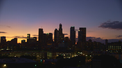 Fototapeta na wymiar Downtown Los Angeles At Sunset DTLA