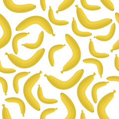 Seamless vector pattern with yellow bananas on a white background