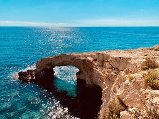 Love bridge Agia Napa sea caves view