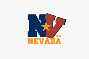 Nevada Inscription and Founded 1864. Illustration.