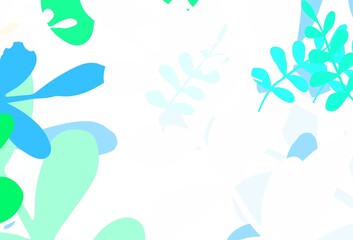 Light Blue, Yellow vector elegant pattern with leaves.