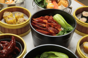 Assorted freshly cooked Chinese food