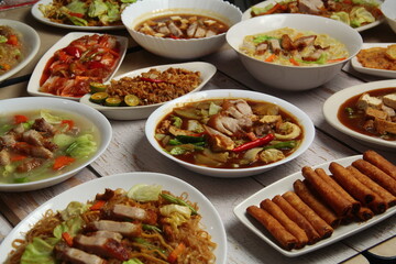 Assorted freshly cooked FIlipino food