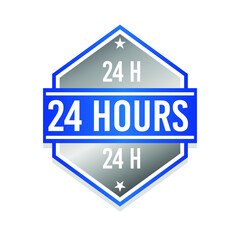 24 Hours Badge Icon Seal. Illustration Vector Stamp Design. Service Vintage Retro Style Insignia.