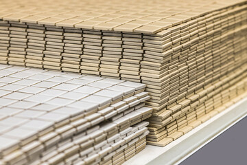 Porcelain stoneware in the form of tiles in the warehouse. Internal and external wall cladding. The...