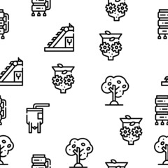 Oil Production Plant Vector Seamless Pattern Thin Line Illustration