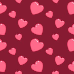 heart pink love repeat seamless pattern doodle cartoon style wallpaper Vector illustration 