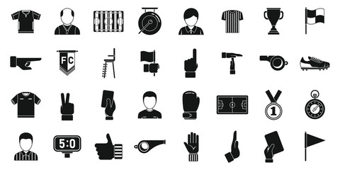 Soccer referee icons set simple vector. Football match