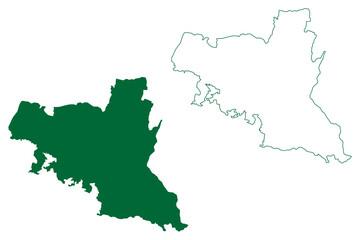 Erode district (Tamil Nadu State, Republic of India) map vector illustration, scribble sketch Erode map