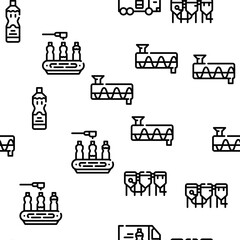 Oil Production Plant Vector Seamless Pattern Thin Line Illustration