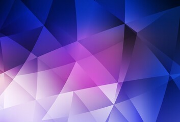 Dark Pink, Blue vector polygon abstract background.