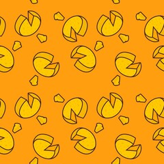fresh yellow cheese repeat seamless pattern doodle cartoon style wallpaper vector illustration