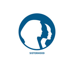 Sisterhood symbol. Profiles of three different women