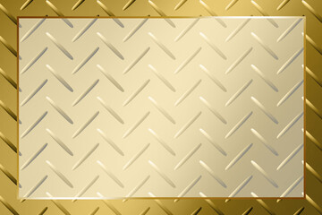 縞鋼板の背景　長方形　ゴールド枠