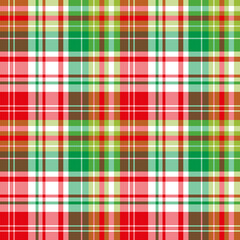 Seamless pattern in red, white and green colors for plaid, fabric, textile, clothes, tablecloth and other things. Vector image.