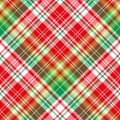 Seamless pattern in red, white and green colors for plaid, fabric, textile, clothes, tablecloth and other things. Vector image. 2