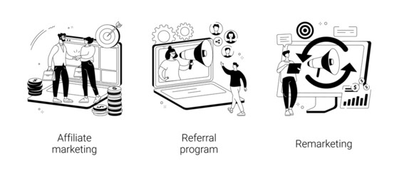 Internet promotion strategy abstract concept vector illustrations.