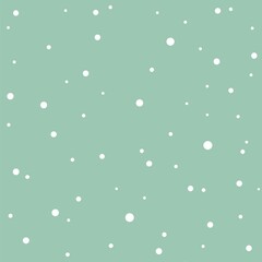 Mint background with white dots. Polka dots style. Minimalistic illustration for wrapping paper, textile, decoration