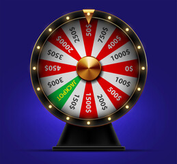 Casino wheel of  fortune. Object on a blue background. Realistic illustration.
