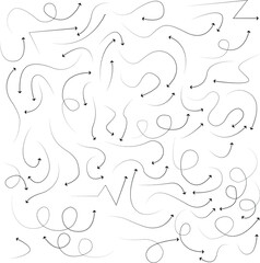 Black Dotted Hand Drawn Arrows Set on White Background. Arrow, Cursor Icon. Vector Pointers Collection. Back, Next Web Page Sign.