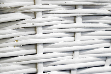 White wicker basket. Background, texture, pattern, fabric