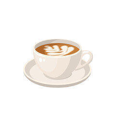 Cappuccino cup, coffee and milk mug. Vector illustration cartoon flat icon isolated on white background.