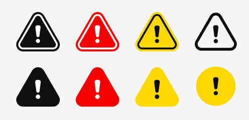 Caution Warning signs vector set isolated. Caution signs . Danger symbols. Exclamation mark icon.