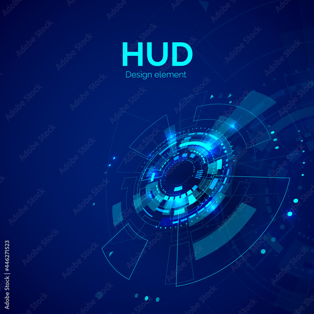 Poster hud design element. head-up display futuristic digital technology. sci fi or cyberspace visualizatio