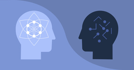 Positive and negative mind facing each other