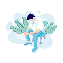 Flat design illustration of stressed doctors dealing with the unfinished corona virus, plus various new, more virulent variants