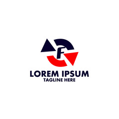F and arrow logo template with interesting combination of letter and direction sign - vector element of corporate style